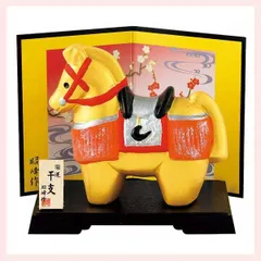 干支置物　開運　金彩飾り午　◎2個目～大幅値引き対象商品　※オブジェ,開運,日本の縁起物,伝統,和風,リーズナブル,レトロモダン,お正月,迎春,品数豊富,うま,馬,飾り,新年,2026年,令和8年,レパートリー,定番品～個性的,可愛い,かわいい,バリエーション