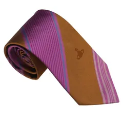 【新品】Vivienne Westwood ヴィヴィアンウエストウッド ネクタイ AW2021モデル 81050004 W001H D405-COPPER シルク100％ 先幅 約8.5cm 送料無料 プレゼント ギフト メンズ