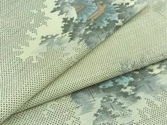 平和屋着物▽本場大島紬 白大島 単衣 9マルキ 風景文 証紙付き 正絹