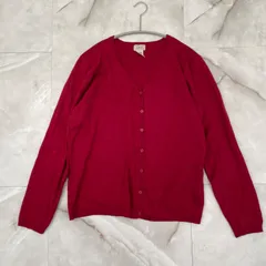 L.L.Bean エルエルビーン　コットンニットVネックカーディガン　赤系　WOMEN'S XL-REG