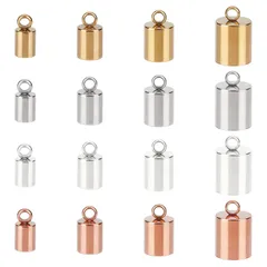 【在庫セール】クリンプエンド エンドビーズ コードエンド 接続パーツセット カシメ 紐留め ひも留め エンドパーツ ステンレス クリンプコードエンドキャップ 4色 32個 1.8~3mmの穴を作るジュエリー用ネックレスコード用の接着ファスナー UNICRAFT