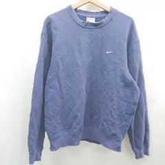 ◇ ⊇ NIKE ナイキ スポーツブランド　USA製 長袖 丸首ダメージトレーナー サイズXL ネイビー系 メンズ　レディース E  【1507080003727】