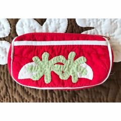 ＜正規品＞スモールコスメポーチ♡ガーデニア♡赤♡ハワイアンキルト