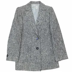 カルヴェン CARVEN ツイード テーラードジャケット ブレザー 2B 背抜き ノーベント 38 ブラック ホワイト ライトブルー/1YBA11 レディースのサムネイル