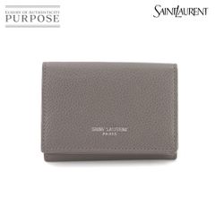 新品同様 サンローラン パリ SAINT LAURENT PARIS タイニー ウォレット 三つ折り 財布 レザー グレー 459784 Compact Wallet 90285081