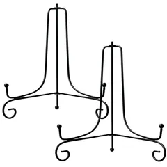 【特価商品】Copeflap プレートスタンド 皿立て ワイヤー スタンド アンティーク 折りたたみ 2個セット (黒 10号)