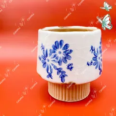 N0065【北欧】 5号 青花磁器 貫入 高級 植木鉢 室内 陶器鉢 多肉 観葉 植物 鉢カバー 鉢植え 激安 レア インテリア プレゼント 海外 盆栽 おすすめ プランター 人気 デザイン 観葉植物