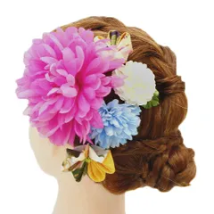 髪飾り 成人式 振袖 浴衣 卒業式 袴 結婚式 5点セット ピンク 白 花 和 洋 かんざし 手作り 簪 つまみ細工 ちりめんフォーマル 花飾り 玉飾り ブライダル W45 295-259 ピンク p994　Si