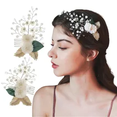 特価 髪飾り ヘッドドレス 模造パール フラワー コーム ウエディング ヘア飾り ヘアアクセサリー ヨーロッパ調 結婚式 花嫁 発表会 成人式 和装用髪飾り 入学式 パーティー お呼ばれ 2点セット