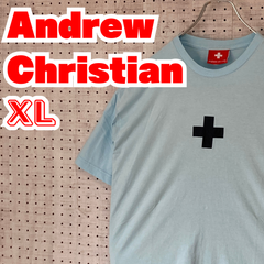 【Andrew Christian】アンドリュークリスチャン　プリント　Tシャツ　XL　ライトブルー　US古着　MTTS2309-99