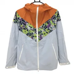 ★SALE価格★【超美品】パーリーゲイツ ナイロンパーカー ライトブルー×オレンジ 一部花柄 ナイロン100％ レディース 0(S) ゴルフウェア PEARLY GATES