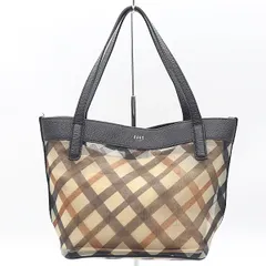 良品 ダックス ブラックレザー×チェックメッシュ レディーストートバッグ 2000000 NSK INU