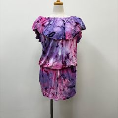 【AREMITI】フラダンス　ダンス衣装　トップス　チュニック　紫　ピンク　タイダイ柄
