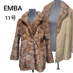 着丈108】日本EMBA エンバ ブルーアイリスミンク毛皮コート 刺繍入り