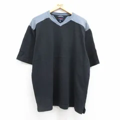 XL/古着 トミーヒルフィガー トミージーンズ 半袖 ブランド Tシャツ メンズ 無地 ツートンカラー 大きいサイズ コットン Vネック 黒 ブラッ