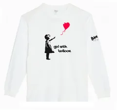 【S～XL】バンクシー5.6oz風船と少女袖ロゴロングTシャツロンTbanksy