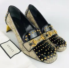 GUCCI★グッチ・レディース レザー GGスプリーム ホースビット スタッズ付きパンプス(36)イタリア製 カジュアル レディースシューズ 靴 ブランド