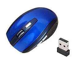 ワイヤレスマウス ブルー USB 光学式 6ボタン マウス 無線 2.4 [定形外郵便、送料無料]mer001のサムネイル