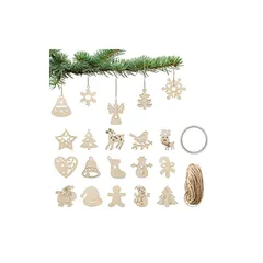 【新品】 LIHAO クリスマスツリー オーナメント 飾り 100枚セット 20種 木製 北欧 クリスマス オーナメント 飾り デコレーション 飾り付け インテリア 装飾 おしゃれ サンタ ツリー 星 雪の結晶 トナカイ 1