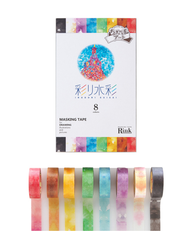 マスキングテープまとめ売り RINK(リンク)彩り水彩８色セット ちぎっ手アート 簡単 ワークショップ 工作 レクリエーション 老人ホーム 介護施設 幼稚園 小学校 保育園