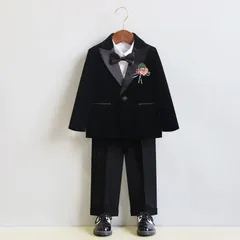 フォーマルスーツ 男の子 4点セット ジャケット+パンツ+ボウタイ+コサージュ 子供服 キッズ 入園式 入学式 卒業式 演出 冠婚葬祭