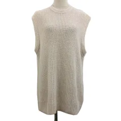 ザラ ZARA ベスト ニット ロング プルオーバー クルーネック 無地 アルパカ混 USA XS-S ベージュ ピンク