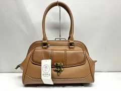 s24t-0380y【中古】【未使用】axes　femme　アクシーズ　ファーム　スカラボストンバッグ　ハンドバッグ　バッグ　2WAY　キャメル　レディース　VA612X01