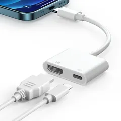 アダプター 変換 Thunderbolt 2in1 4/3 充電ポートアダプタ iphone15/16 PD 100W iPad hdmiポート+タイプC MacBook 4K@60Hz Air/Pro、iPad 変換アダプター HDMI Pro、iMac、