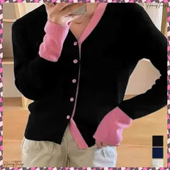 送料無料 バイカラーニットカーディガンレイヤード風 レディース Vネック 配色ニットトップス 長袖 前開きニット カジュアルきれいめ 羽織り おしゃれ 重ね着風ニット韓国風 ニットインナー秋冬 着やせニット着回し ニットウエア 無地