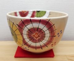 【逢絢亭・新品】茶道具 茶碗 京焼 御本 傘の図 加藤永真 紙箱入り