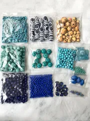 大容量　ハンドメイド　推し活　パーツ　ビーズ　ブルー系　詰め合わせセット