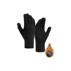 【新品】 [JIOYIEO] 防寒手袋 防寒グローブ ニットグローブ 【裏起毛・瞬間で5℃上昇・タッチパネル対応】手袋 防寒てぶくろ 厚手 軽量 無地 防風 保温 暖かい 肌に優しい 伸縮性 通勤 通学 スポーツ 秋 冬用 男女兼用 (ブラック) 0