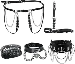 Archnote チョーカー ブレスレット ハーネスベルト 地雷系 ゴスロリ パンク系 5点セット コスプレ 衣装