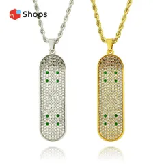 ネックレス スケボー ブリンブリン ペンダント シルバー ゴールド 選べる長さ ロープチェーン アイスアウト a