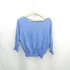 ◇ ⊂ NATURAL BEAUTY BASIC ナチュラル 丸首 七分袖 ニット サイズFR ブルー系 レディース E  【1501230004817】