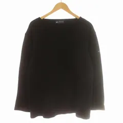 セントジェームス SAINT JAMES ダブルフェースセーター ニット ボートネック 無地 長袖 裏起毛 5 M～L 黒 ブラック /☆Gのサムネイル