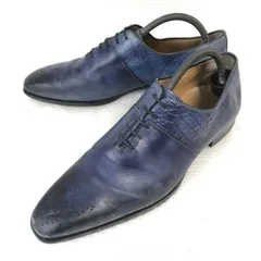 試着交換OK！フランチェスコ ベニーニョ/francesco benigno★ホールカットシューズ【7.5/26.0/NAVY BLUE/クロコダイル型押し&スムース レザー】dress shoes◆bH-162<sale>のサムネイル
