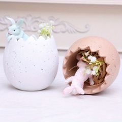 オブジェ 置物 タマゴの中に入っているウサギ うさぎ ラビット 白 ピンク イースター インテリア リビング ダイニング 玄関 寝室 装飾