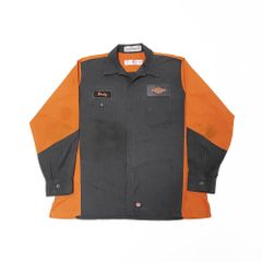 RED KAP レッドキャップ 長袖 ワークシャツ バイカラー 企業 ワッペン XL