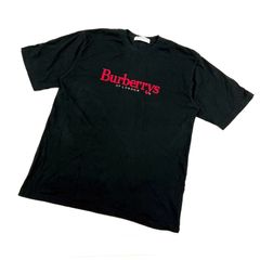 140◎ Burberrys Tシャツ カットソー 半袖 刺繍 ブラック メンズL