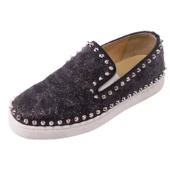 クリスチャンルブタン Christian Louboutin スニーカー スリッポン ピックボート PIK BOAT スタッズ シューズ 靴 レディース 35 1/2(22.5cm相当) ブラック/シルバー