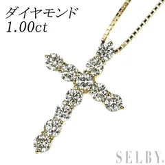 K18YG ダイヤモンド ペンダントネックレス 1.00ct クロス