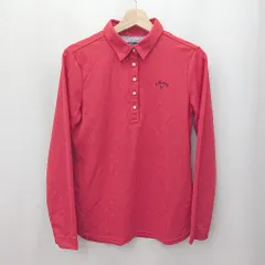 ◇ ⊂ CALLAWAY キャロウェイ 花柄 長袖 ポロシャツ サイズLL レッド レディース E  【1506130016380】