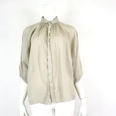 ドミンゴ Domingo ブロカント Brocante リネン グランシャツ 38-042L 麻 100％ ギャザー ドルマンスリーブ 5分袖 7分袖 M 2 ベージュ 定番 人気