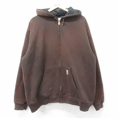 XL/古着 カーハート 長袖 フルジップ スウェット パーカー メンズ 大きいサイズ 茶 ブラウン 内側キルティング spe 25sep11 中古 スエット 