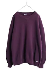 【お得なクーポン配布中!】 90s USA製 ラッセル 無地 スウェット メンズ レディース XXL / 90年代 オールド RUSSELL トレーナー 前V 裏起毛 スエット クルーネック 紫
