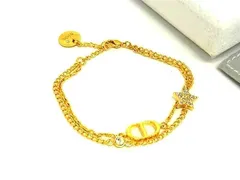 ■新品同様■ ChristianDior クリスチャンディオール ラインストーン スター 星 ブレスレット アクセサリー ゴールド系 BF9172