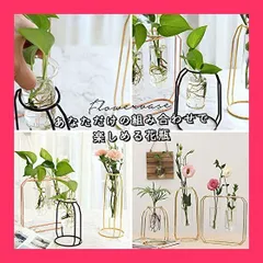 【スタッフおすすめ！】moin moin フラワーベース 花瓶 一輪挿し 幅10.5*高さ24cm ワイヤー フレーム ガラス おしゃれ インテリア 北欧 フラスコ 金属枠 透明 ポット 植木鉢 ボトル 水耕栽培 試験管 (ブラック M)