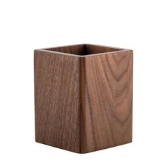 ペンスタンド 木製 卓上文具収納 方形 ペン立て 鉛筆立て おしゃれ Wood ぺんたて シンプル Muso ぺん入れ（ウォールナット）
