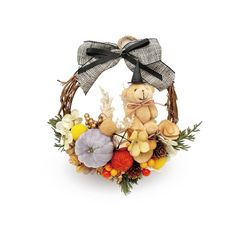 ［ 2024年 mamawreath ］ハロウィン くま ベアー フラワーリース マスコット 花 ギフト プレゼント 人形 贈り物 リース おしゃれ 玄関 インテリア お祝い 誕生日 プレゼント ハーフベアーリースGR (HP-6328 B)